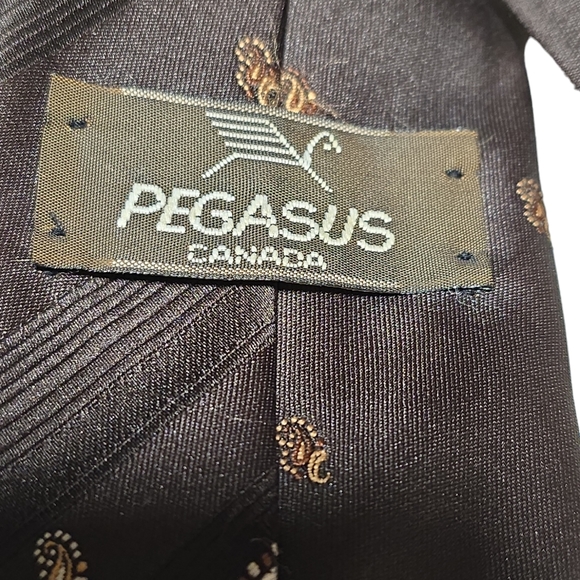 Vintage 70s Pegasus Dark Brown Mens Ties Striped - Picture 3 of 3